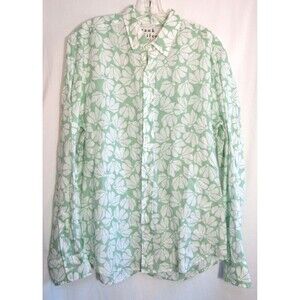 Frank & Eileen Finbar Green White Floral Linen Button Down Shirt Medium NWOT